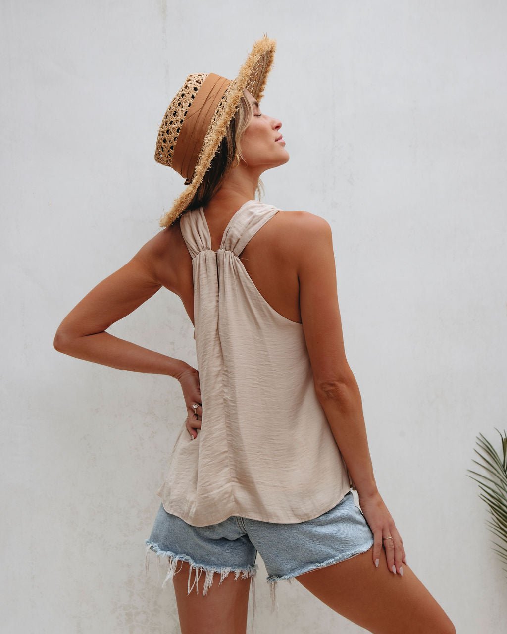 Light Taupe Cross Front Halter Top | Pre Order - Magnolia Boutique