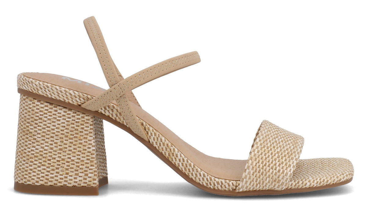 MIA Zissy Natural Strappy Heels—block heel, open toe, thin ankle strap. Perfect for summer! FINAL SALE.