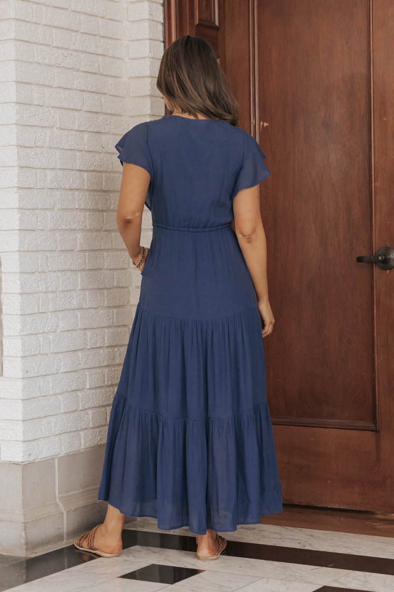 Navy Ruffle Tiered Maxi Dress - Magnolia Boutique