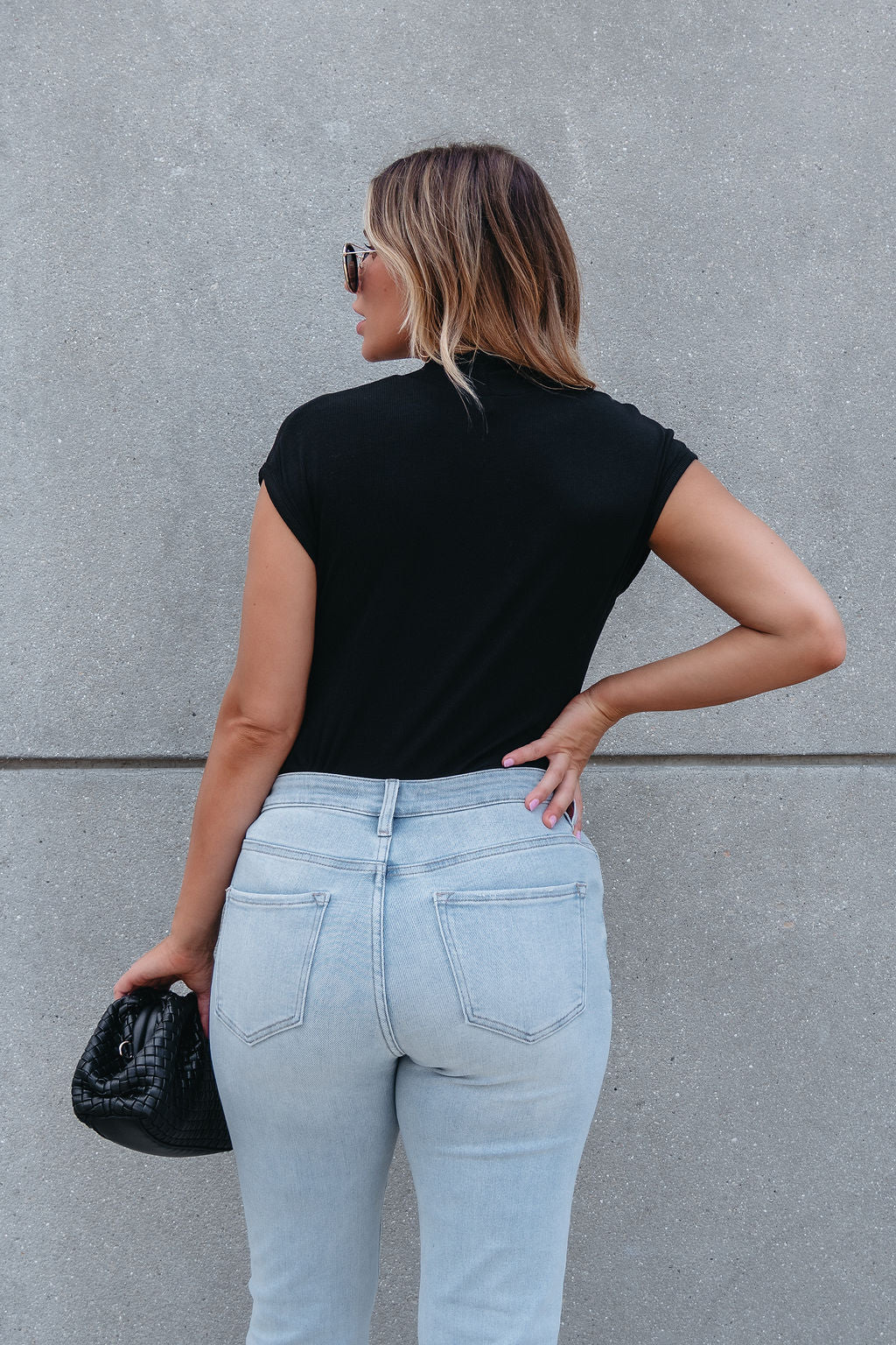 Blair Ribbed Mock Neck Top - Black