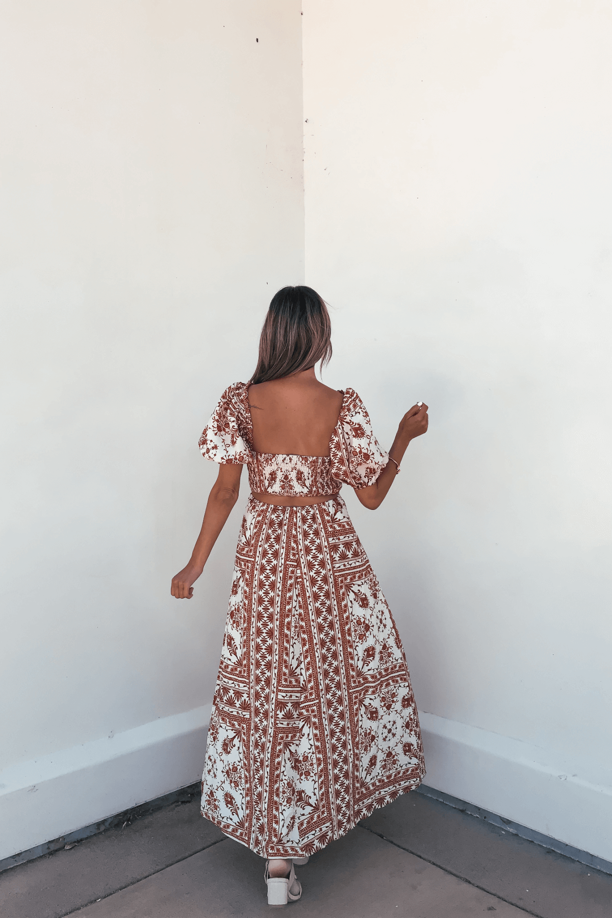 Cynthia Multi Rust Print Midi Dress