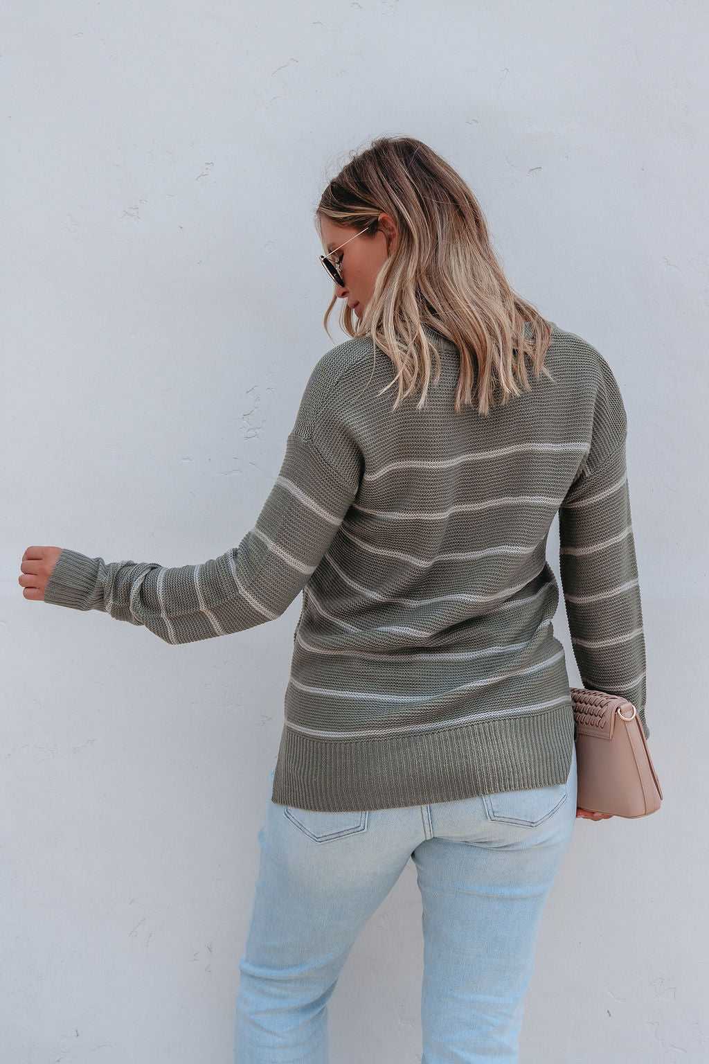 Rowan Olive Striped Tunic Sweater