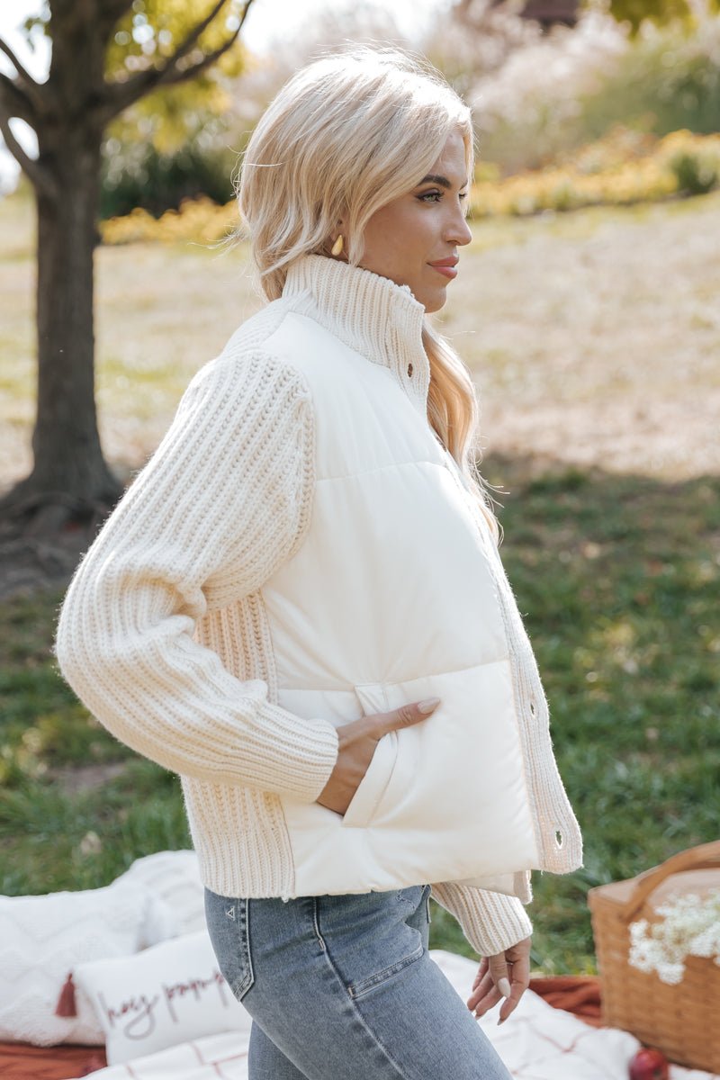 Cream Button Down Hybrid Sweater Jacket - Magnolia Boutique