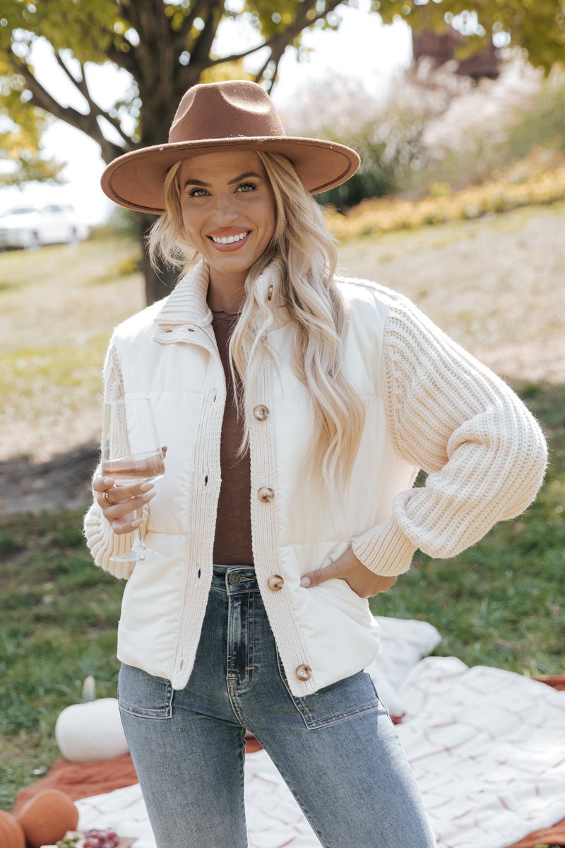 Cream Button Down Hybrid Sweater Jacket - Magnolia Boutique