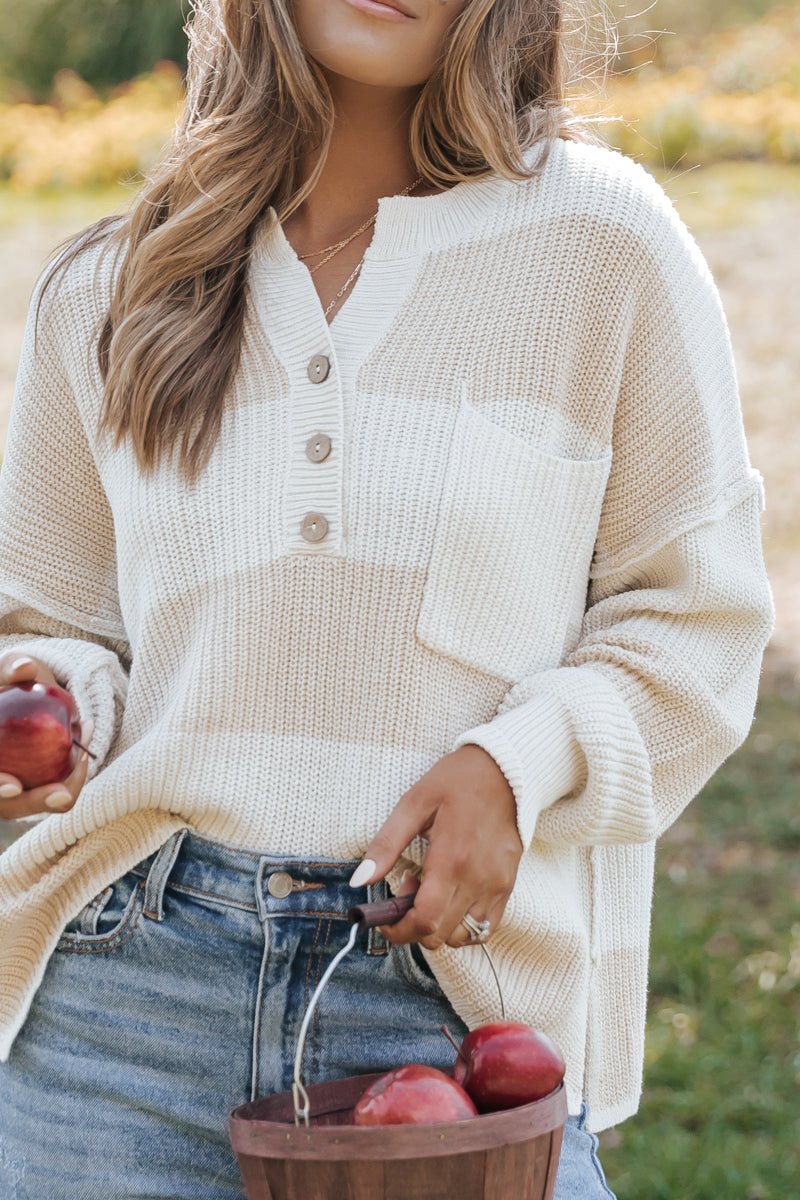 Cream Combo Striped Sweater - Magnolia Boutique