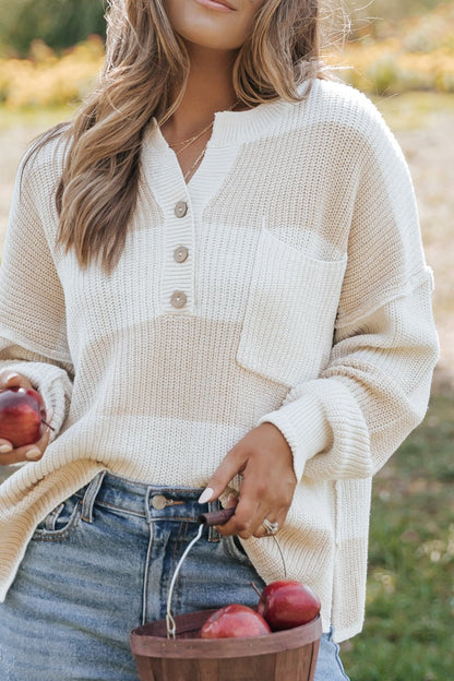 Cream Combo Striped Sweater - Magnolia Boutique