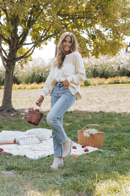 Cream Combo Striped Sweater - Magnolia Boutique