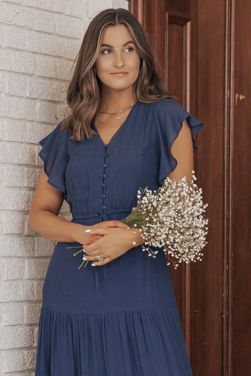 Navy Ruffle Tiered Maxi Dress - Magnolia Boutique