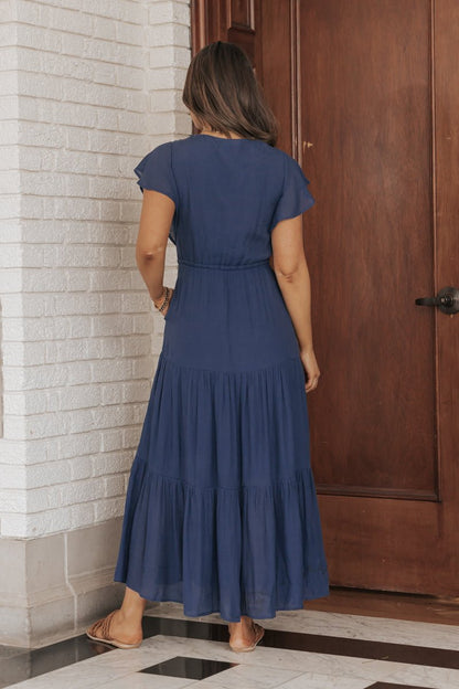 Navy Ruffle Tiered Maxi Dress - Magnolia Boutique