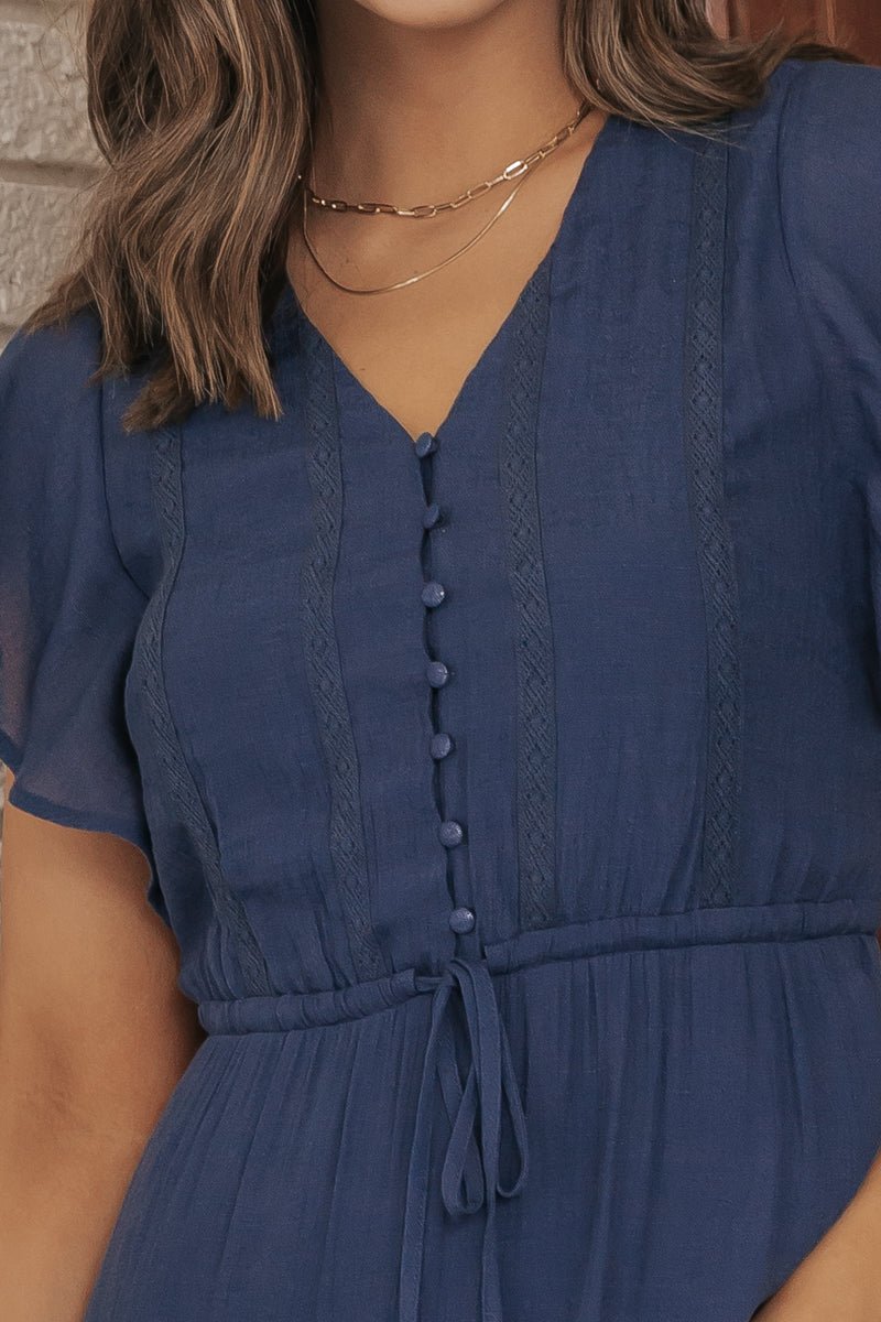 Navy Ruffle Tiered Maxi Dress - Magnolia Boutique