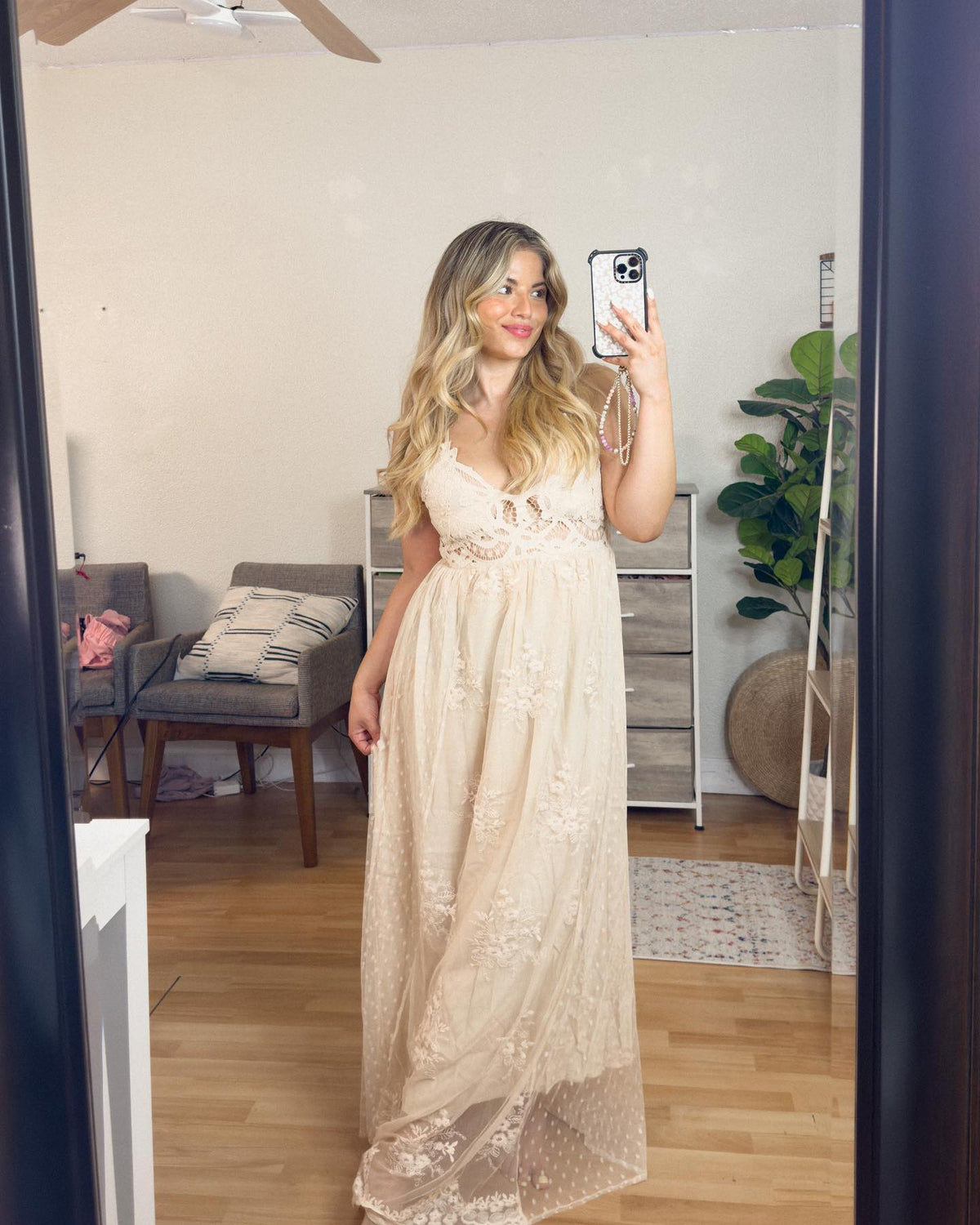 Paradise Island Scalloped Vanilla Lace Maxi Dress - Magnolia Boutique
