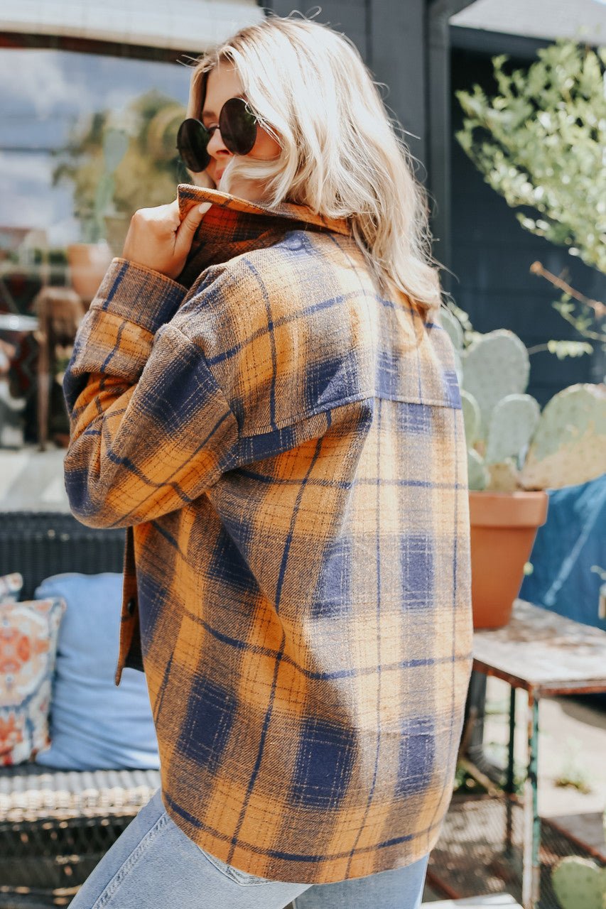 Sundance Navy & Orange Plaid Shacket - Magnolia Boutique