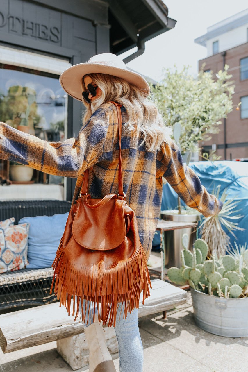 Sundance Navy & Orange Plaid Shacket - Magnolia Boutique