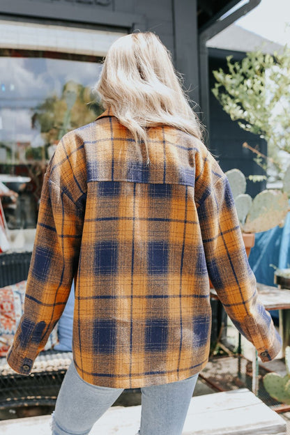 Sundance Navy & Orange Plaid Shacket - Magnolia Boutique