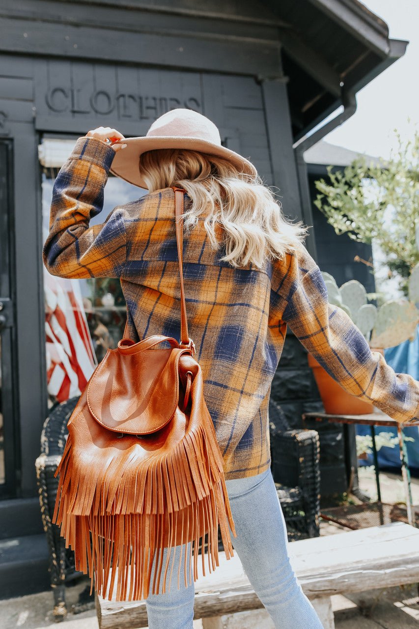 Sundance Navy & Orange Plaid Shacket - Magnolia Boutique